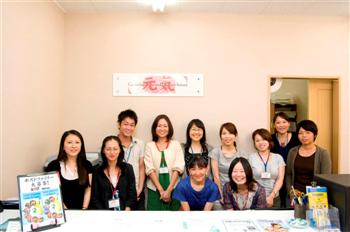 Teachers and staff at the reception desk